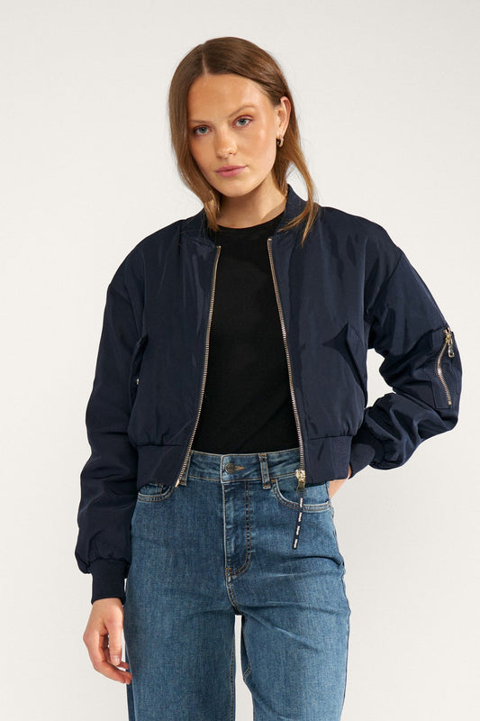 Jas Blauw-Numianna Cropped Bomber