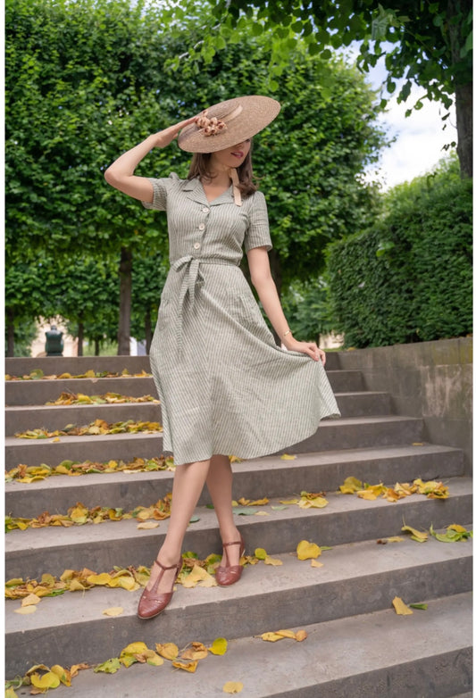 Jurk Streep-Revers Dress Midi (Fairtrade)