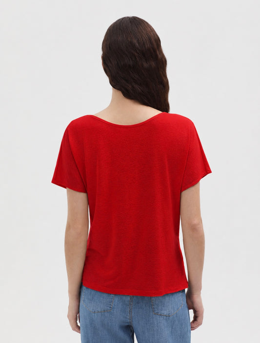 Top Rood-Linen Reversible Shirt