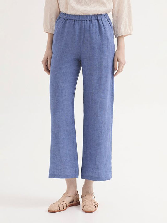 Broek Blauw-Elastic Waist Fil-à-Fil Trousers