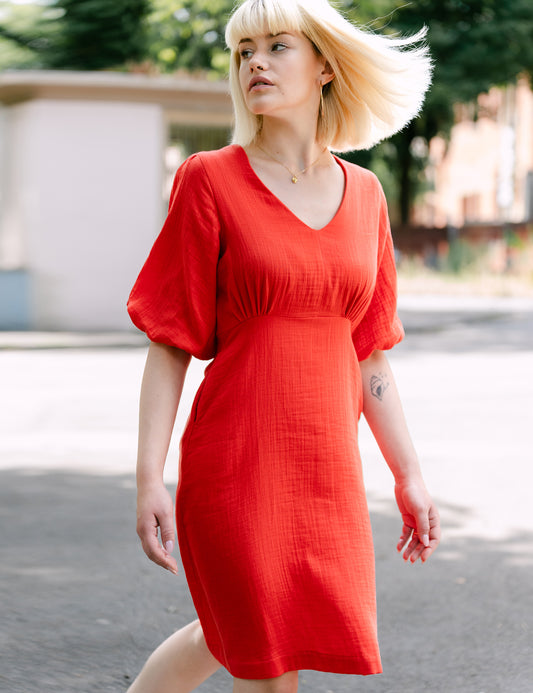Jurk Rood-Blown Away Dress (Gots Organic)
